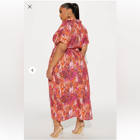 Rachel Collared Long Sleeve Maxi Dress - Brown/combo Size 3X - Picture 3 of 6